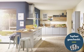 Einbauküche Perfect brillant/Vancouver, perlgrau Hochglanz, inkl. Privileg Elektrogeräte