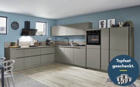 Einbauküche Esilia, taupegrau, inkl. Siemens Elektrogeräte