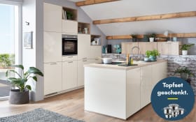 Einbauküche Felde/Navera, magnolia, inkl. Privileg Elektrogeräte