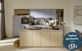 Einbauküche Sunta/Stadum, Eiche Como Nachbildung/sky, inkl. Siemens Elektrogeräte