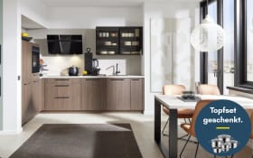 Einbauküche Stadum, Nussbaum Milano Nachbildung, inkl. AEG Elektrogeräte