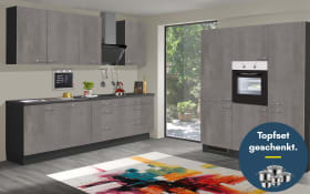 Einbauküche Star 236, beton natur Nachbildung, inkl. Elektrogeräte
