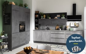 Einbauküche IP 1200, beton farbend, inkl. Privileg Elektrogeräte
