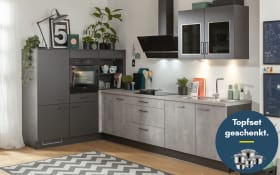 Einbauküche IP 1200, Beton Nachbildung, inkl. Elektrogeräte