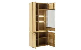 Kombi-Vitrine Como, Wildeiche massiv geölt, inkl. LED-Beleuchtung