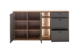 Sideboard Lizzano, grau/Balkeneiche-Nachbildung