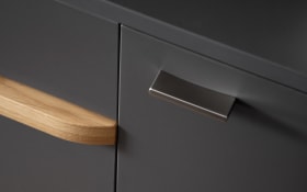 Wohnwand Marsalla, Royal grey, Balkeneiche massiv geölt, inklusive Front-LED-Beleuchtung
