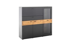 Highboard Cesena, schwarzgrau/Wildeiche