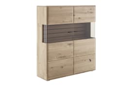 Highboard Girona, Ast-/Balkeneiche massiv/anthrazi