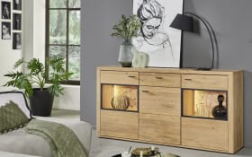 Sideboard Vamos, Asteiche bianco Lamelle massiv geölt, Asteiche furniert