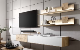 Wohnwand Caya, Kerneiche/weiß