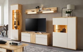 Wohnwand Berghe, Risseiche/Sandbeige 