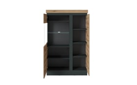 Vitrine Corte, Eiche-Nachbildung/grau, 164 cm, inkl. Softclose Funktion 