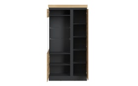 Vitrine Corte, Eiche-Nachbildung/grau, 200,5 cm, inkl. Softclose Funktion 