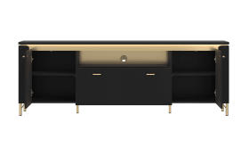 Lowboard Norica, schwarz/gold, inkl. Beleuchtung, Breite 200 cm