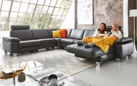 Leder Wohnlandschaft Maestra, schwarz