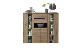 Highboard Memphis, Artisan Eiche Nachbildung/graphit, inkl. LED-Beleuchtung
