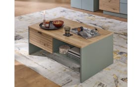 Couchtisch Ina, schilfgrün/Artisan Eiche, inkl. Schubkasten