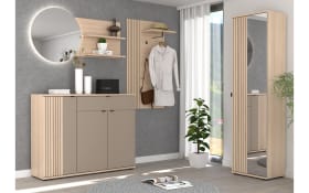 Garderobenkombination Pisa, Riva Eiche-Nachbildung/basalt, inkl. LED-Beleuchtung