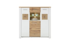 Highboard Matera, weiß/Altholz-Nachbildung, inkl. LED-Beleuchtung
