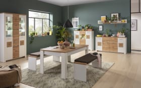 Vitrine Matera, weiß/Altholz-Nachbildung, 2-türig, inkl. LED-Beleuchtung