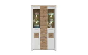Vitrine Matera, weiß/Altholz-Nachbildung, inkl. LED-Beleuchtung