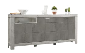 Sideboard Granada, Betonoxidfarbig dunkel, Haveleiche-Nachbildung, inkl. LED-Beleuchtung