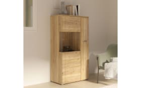 Glas-Vitrine Akinori, Mauvelle Eiche-Nachbildung, 140 cm 