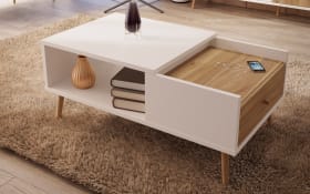 Couchtisch Harllson EasyKlix, weiß/Eiche-Nachbildung