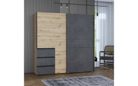 Kleiderschrank Winn2, Artisan Eiche-Nachbildung/dunkelgrau, 200 x 200,5 cm