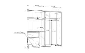 Kleiderschrank Winn2, Artisan Eiche-Nachbildung/dunkelgrau, 200 x 200,5 cm