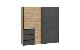 Kleiderschrank Winn2, Artisan Eiche-Nachbildung/dunkelgrau, 200 x 200,5 cm