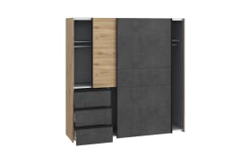Kleiderschrank Winn2, Artisan Eiche-Nachbildung/dunkelgrau, 200 x 200,5 cm