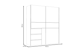 Kleiderschrank Winn2, weiß/dunkelgrau, 170,3 x 200,5 cm