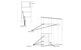 Kleiderschrank Winn2, weiß/dunkelgrau, 170,3 x 200,5 cm