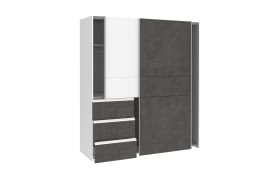 Kleiderschrank Winn2, weiß/dunkelgrau, 170,3 x 200,5 cm