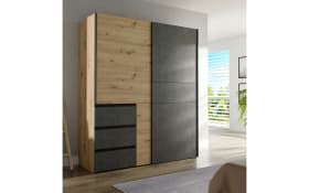 Kleiderschrank Winn2, Artisan Eiche-Nachbildung/dunkelgrau, 170,3 x 200,5 cm