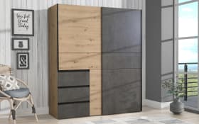 Kleiderschrank Winn2, Artisan Eiche-Nachbildung/dunkelgrau, 170,3 x 200,5 cm