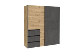 Kleiderschrank Winn2, Artisan Eiche-Nachbildung/dunkelgrau, 170,3 x 200,5 cm
