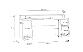 Gaming-Schreibtisch Tezaur, schwarz, 200 cm