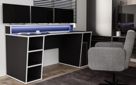 Gaming-Schreibtisch Tezaur, schwarz/weiß, 160 cm