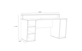 Gaming-Schreibtisch Tezaur, schwarz/weiß, 160 cm