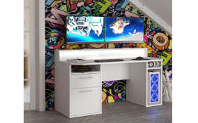 Schreibtisch Tezaur, weiß, inkl. Beleuchtung 