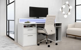 Schreibtisch Tezaur, weiß, inkl. Beleuchtung 