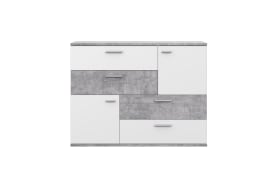 Kommode Skive, Beton-Nachbildung/weiß