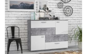 Kommode Skive, Beton-Nachbildung/weiß