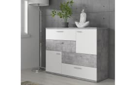 Kommode Skive, Beton-Nachbildung/weiß