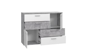 Kommode Skive, Beton-Nachbildung/weiß