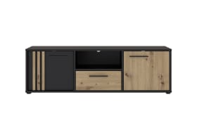 TV-Board Cardigan, schwarz/Artisan Eiche-Nachbildung, 142,6 cm