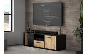 TV-Board Cardigan, schwarz/Artisan Eiche-Nachbildung, 142,6 cm